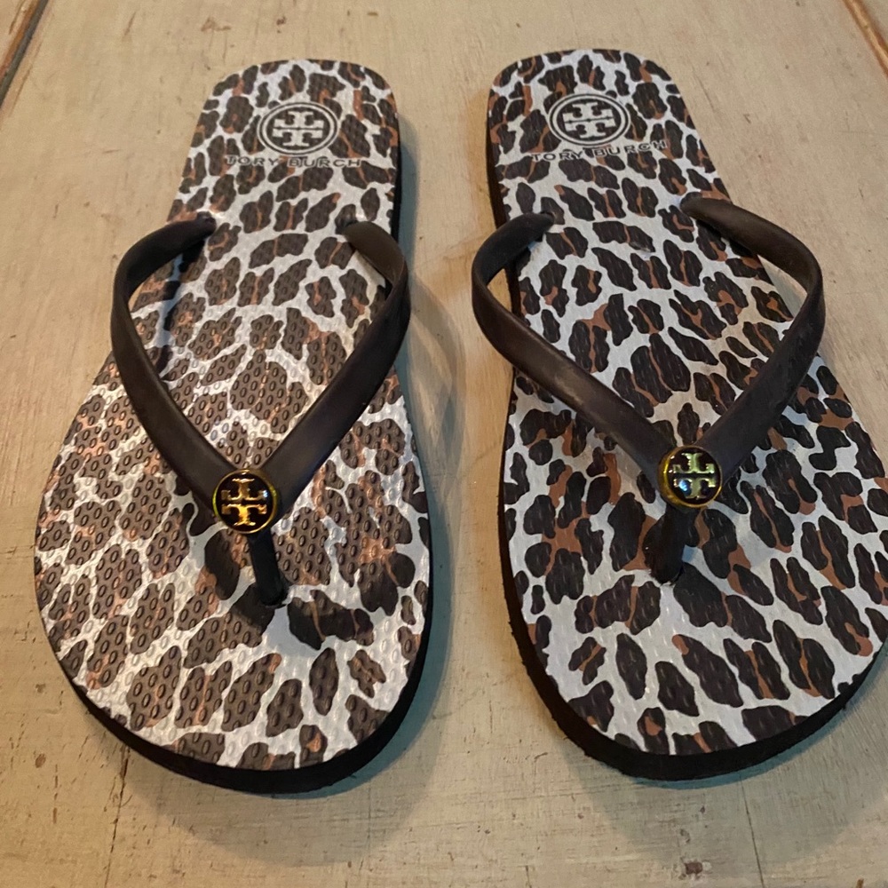 Tory Burch Animal Print Flip Flops
